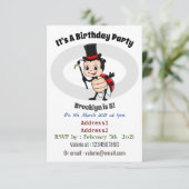 Kute ladybug met bovenste hoed en stropdas cartoon kaart (Staand voorkant)