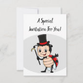 Kute ladybug met bovenste hoed en stropdas cartoon kaart (Achterkant)