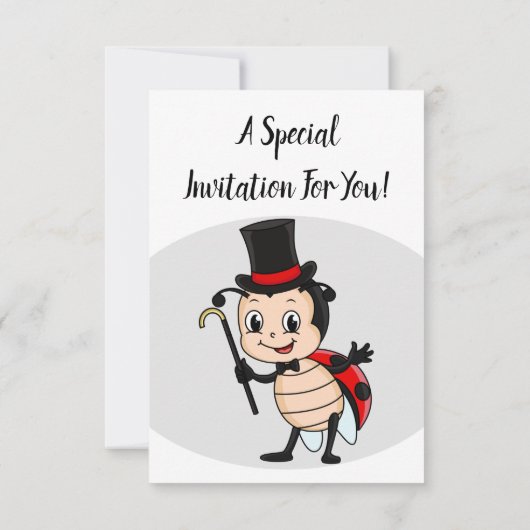 Kute ladybug met bovenste hoed en stropdas cartoon kaart (Achterkant)