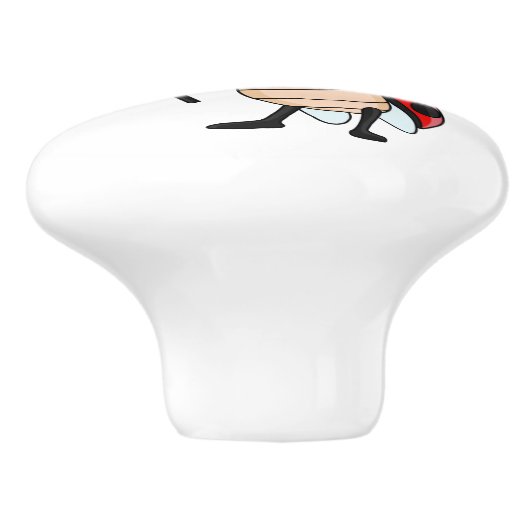 Kute ladybug met bovenste hoed en stropdas cartoon keramische knop (Zijkant)