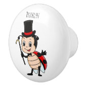 Kute ladybug met bovenste hoed en stropdas cartoon keramische knop (Rechts)