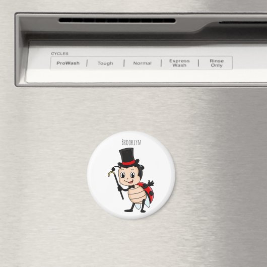 Kute ladybug met bovenste hoed en stropdas cartoon magneet (Insitu (Vaatwasser))