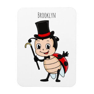 Kute ladybug met bovenste hoed en stropdas cartoon magneet