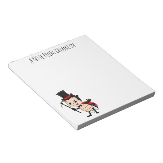 Kute ladybug met bovenste hoed en stropdas cartoon notitieblok (Schuin)