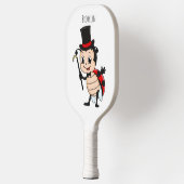 Kute ladybug met bovenste hoed en stropdas cartoon pickleball paddle (Links)