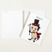 Kute ladybug met bovenste hoed en stropdas cartoon planner (Display)