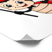 Kute ladybug met bovenste hoed en stropdas cartoon poster (Hoek)