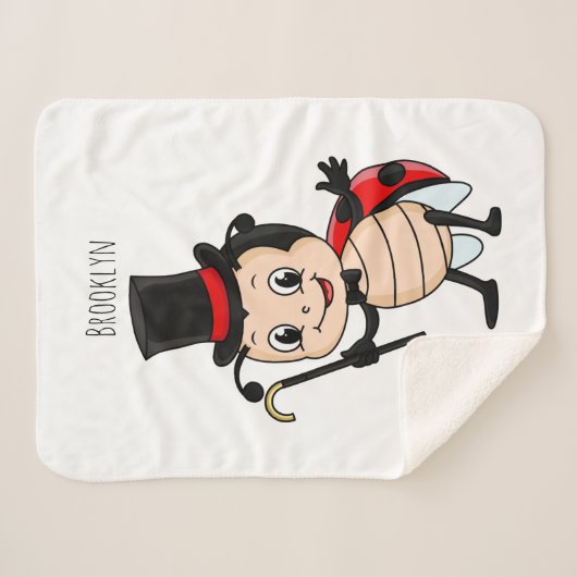 Kute ladybug met bovenste hoed en stropdas cartoon sherpa deken (Voorkant (horizontaal))