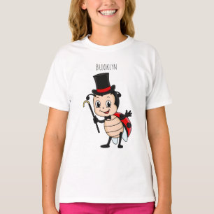 Kute ladybug met bovenste hoed en stropdas cartoon t-shirt