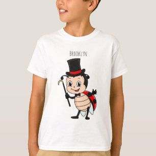 Kute ladybug met bovenste hoed en stropdas cartoon t-shirt