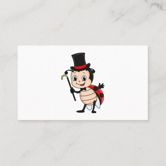 Kute ladybug met bovenste hoed en stropdas cartoon visitekaartje (Achterkant)