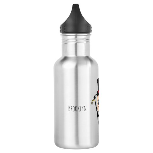 Kute ladybug met bovenste hoed en stropdas cartoon waterfles (Links)