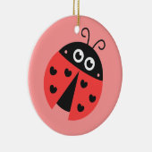 Kute Ladybug met harten als persoonlijke punten Keramisch Ornament (Rechts)