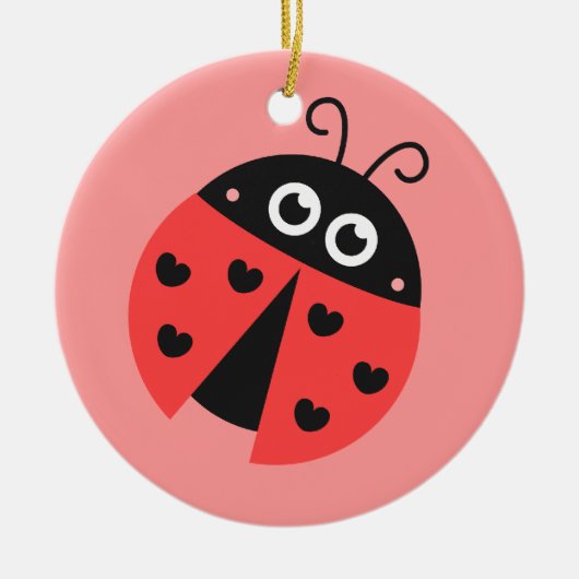 Kute Ladybug met harten als persoonlijke punten Keramisch Ornament (Voorkant)