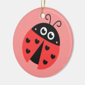 Kute Ladybug met harten als persoonlijke punten Keramisch Ornament (Links)