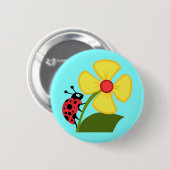 Kute Ladybug op een gele ventilator Ronde Button 5,7 Cm (Voorkant /achterkant)