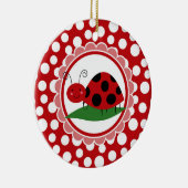 Kute Ladybug op een leder - meisjes rood zwart Keramisch Ornament (Rechts)