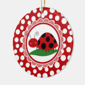 Kute Ladybug op een leder - meisjes rood zwart Keramisch Ornament (Links)