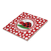 Kute Ladybug op een leder - meisjes rood zwart Tegeltje (Zijkant)
