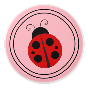 Kute Ladybug op Roze Keramische Knop