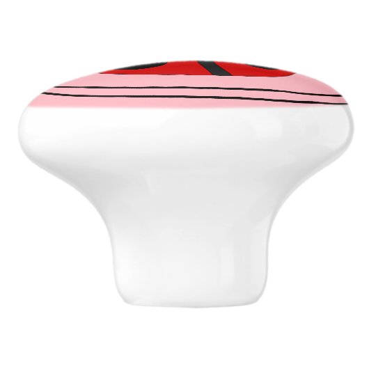 Kute Ladybug op Roze Keramische Knop (Zijkant)