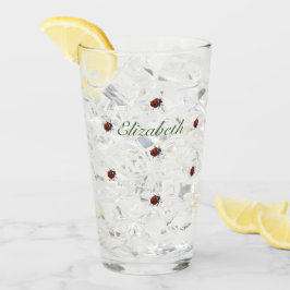 Kute Ladybug patroon met naam Glas