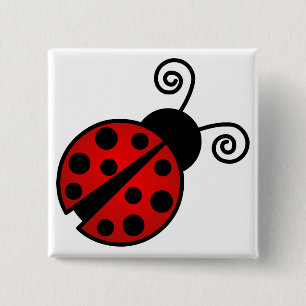 Kute Ladybug - Rood en zwart Vierkante Button 5,1 Cm