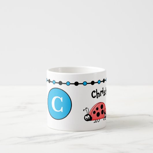 Kute ladybugs blauw zwart met sterren espresso kop (Voorkant)