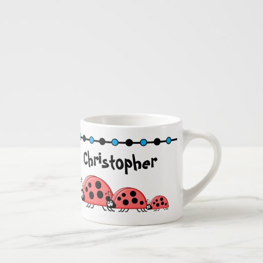 Kute ladybugs blauw zwart met sterren espresso kop (Rechts)