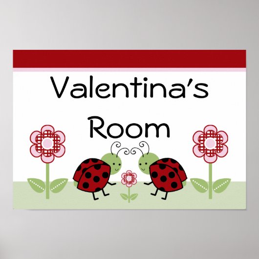 Kute Ladybugs- & Flower Art Print Sign-Poster (Voorkant)