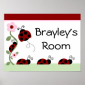 Kute Ladybugs- & Flower Art Print Sign-Poster (Voorkant)