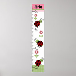 Kute Ladybugs & Flowers Growth Chart Keep at 8x44! Poster