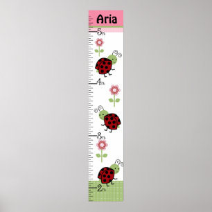 Kute Ladybugs & Flowers Growth Chart Keep at 8x44! Poster