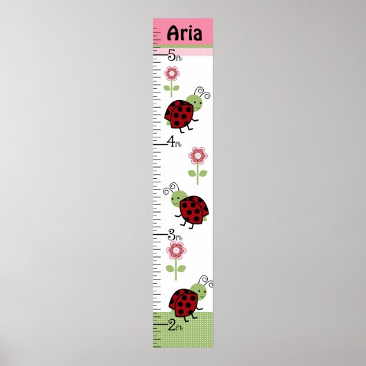 Kute Ladybugs & Flowers Growth Chart Keep at 8x44! Poster (Voorkant)