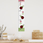 Kute Ladybugs & Flowers Growth Chart Keep at 8x44! Poster (Keuken)