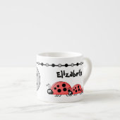 Kute ladybugs grijs zwart met sterren espresso kop (Voorkant rechts)