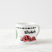 Kute ladybugs groen zwart met sterren espresso kop (Voorkant rechts)