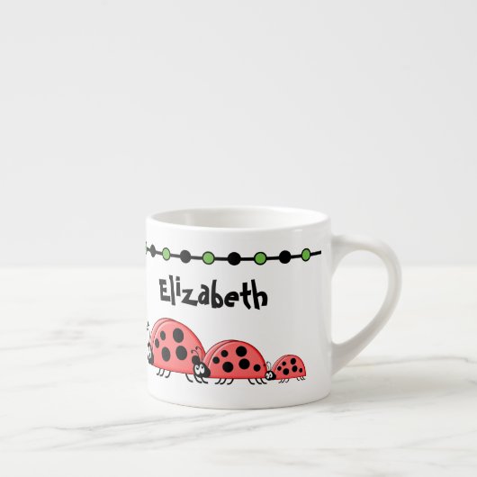 Kute ladybugs groen zwart met sterren espresso kop (Rechts)
