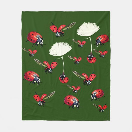 Kute ladybugs, Ladyvogelkunst op een vlooienwand Fleece Deken (Voorkant)