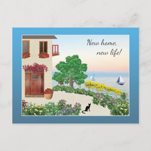 Kute Lake Side / Seaside Home Change of Address Aankondigingskaart (Voorkant)