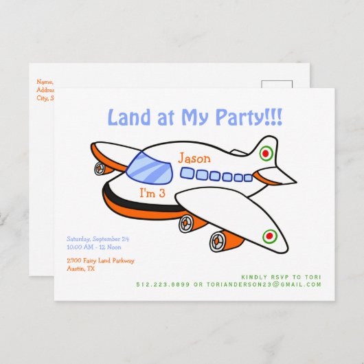 Kute Land op het Briefkaart voor het uitnodigen va (Voorkant / Achterkant)