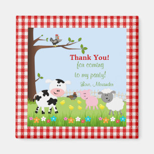 Kute landbouwhuisdieren Birthday Party Magnet