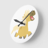 Kute Laughing Cartoon Pony Wall Clock Ronde Klok (Hoek)