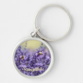 Kute lavender Flowers bijen met naam Sleutelhanger (Voorkant)