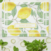 Kute leemons en Leaves Yellow en Green Custom Theedoek (Gevouwen)