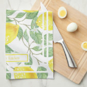 Kute leemons en Leaves Yellow en Green Custom Theedoek (Quarter Fold)