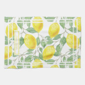 Kute leemons en Leaves Yellow en Green Custom Theedoek (Horizontaal)