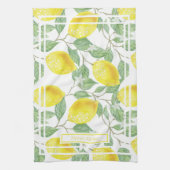 Kute leemons en Leaves Yellow en Green Custom Theedoek (Verticaal)