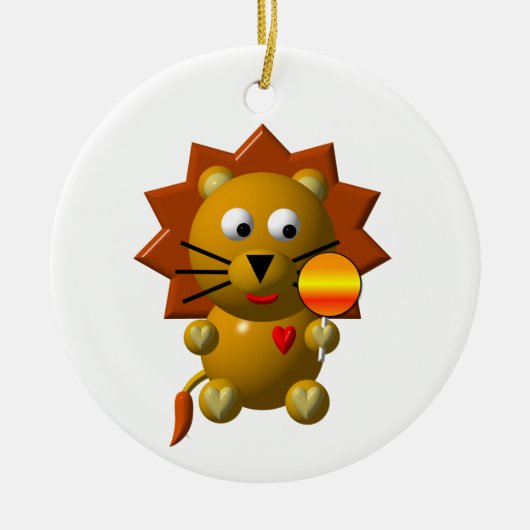 Kute leeuw met lolly! keramisch ornament (Voorkant)