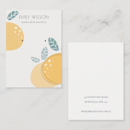 Kute Lemon Abstract Fruity Stud Earning Display Visitekaartje (Voorkant / Achterkant)